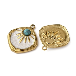 304 Stainless Steel White Enamel Pendants&nbsp;STAS-P406-03G