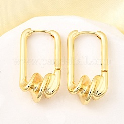 Rectangle Brass Hoop Earrings&nbsp;EJEW-Z121-08G