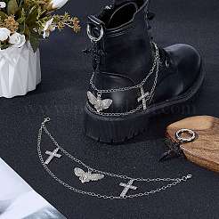 4Pcs 2 Styles Brass Twisted Chains & Alloy Shoes Charms Sets&nbsp;HJEW-BM0001-09