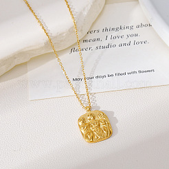 304 Stainless Steel Embossed Pendant Necklaces&nbsp;WG4C9E8-01