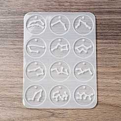 Twelve Constellations Round Pendants Silicone Molds&nbsp;LS-DIY-G073-01