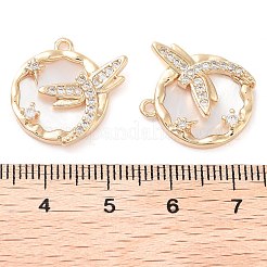 Brass Micro Pave Clear Cubic Zirconia Dragonfly Pendants&nbsp;KK-U028-14G