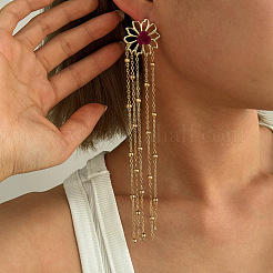 Iron Plastic Flower Tassel Stud Earrings&nbsp;FS-WG443FE-01