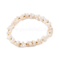 304 Stainless Steel & Shell Pearls Beaded Stretch Bracelets for Women&nbsp;SA-CBAAFEE-03G