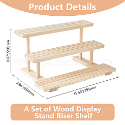 3-Tier Wood Earring Display Card Organizer Riser Rack&nbsp;ODIS-WH0099-21