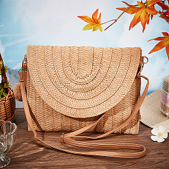 Women's Straw Knitted Bag&nbsp;AJEW-WH0348-18