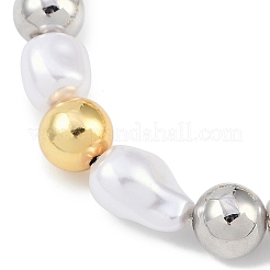 Rack Plating Brass Beaded Bracelets&nbsp;BJEW-P341-08B-G