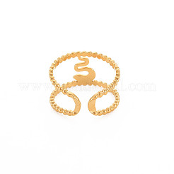 Ion Plating(IP) 304 Stainless Steel Snake Wide Open Cuff Ring for Women&nbsp;RJEW-S405-239G