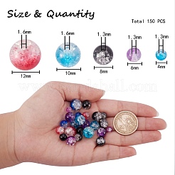150Pcs 5 Styles Baking Paint Crackle Glass Bead Strands&nbsp;CCG-SZ0001-07