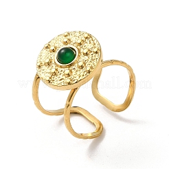 6Pcs 6 Style Flat Round & Oval & Hollow 304 Stainless Steel Open Cuff Rings Set&nbsp;RJEW-P092-05G-M