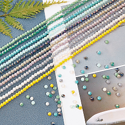 Faceted Round Full Rainbow Plated Electroplate Glass Beads Strands&nbsp;EGLA-AR0001-03