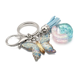 26Pcs Transparent Epoxy Resin & Transparent Acrylic & Faux Suede Tassel Keychain&nbsp;KEYC-JKC01202-07