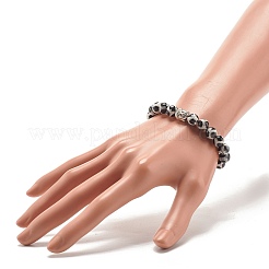 Natural Dzi Agate Stretch Bracelet with Buddha Head&nbsp;BJEW-JB07705
