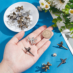 8Pcs 4 Style 4 Pointed Star & Bear Alloy Adjustable Jean Button Pins&nbsp;AJEW-DR0001-33