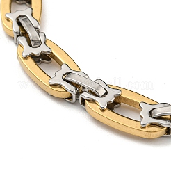 Ion Plating(IP) Two Tone 201 Stainless Steel Oval Link Chain Bracelet&nbsp;BJEW-B078-16GP