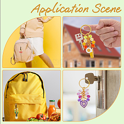 5 Sets 5 Style Alloy Enamel Pendant Keychain&nbsp;KEYC-FH0001-39