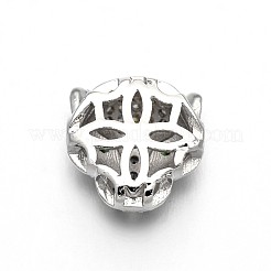 Rack Plating Brass Micro Pave Cubic Zirconia Leopard Hollow Beads&nbsp;ZIRC-I012-18P-RS