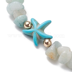 Natural Flower Amazonite Chip Beaded Stretch Bracelets&nbsp;BJEW-JB10689-01