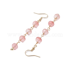 Topaz Jade/Cherry Quartz Glass/Blue Spot Jasper/Flower Amazonite Dangle Earrings&nbsp;EJEW-JE06062
