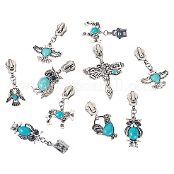 14Pcs 7 Styles Alloy & Synthetic Turquoise Zipper Sliders&nbsp;HJEW-TAC0101
