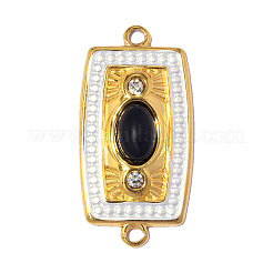 304 Stainless Steel Pave Black Onyx Connector Charm&nbsp;STAS-OY018-37G