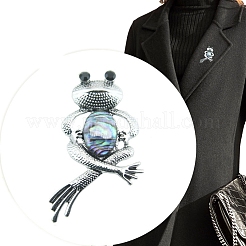 Retro Frog Alloy Pave Natural Paua Shell Brooch&nbsp;PW-WGDE135-01