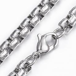 Non-Tarnish 304 Stainless Steel Box Chain Necklaces&nbsp;NJEW-H452-01P