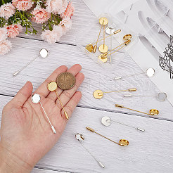 20Pcs 2 Colors Brass Lapel Pin Base Settings&nbsp;KK-GF0001-15