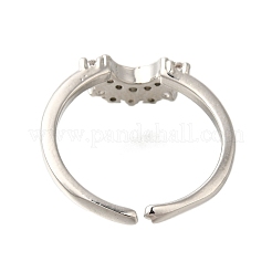 Rack Plating Brass Micro Pave Cubic Zirconia Cuff Rings for Women&nbsp;RJEW-D079-01A-RS