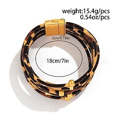 Leopard Print Pattern PU Leather Cord Multi-strand Bracelets for Women&nbsp;XT9904