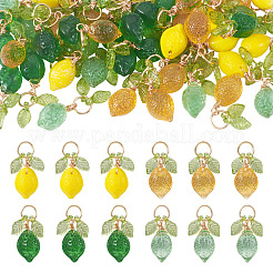 50Pcs Acrylic & Glass Lemon Pendants&nbsp;PALLOY-TAC0255