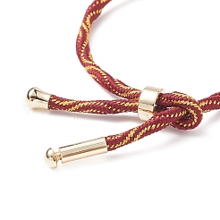 Couple Wave Pattern Nylon Round Cord Silder Bracelet with Brass Clasp for Women&nbsp;BJEW-C020-10G