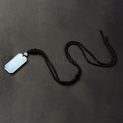 Opalite Rectangle Pendant Necklace with Nylon Cord for Women&nbsp;NJEW-C001-01A-04