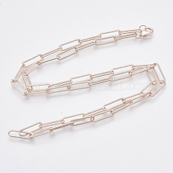 Brass Textured Paperclip Chain Necklace Making&nbsp;MAK-S072-01B-RG