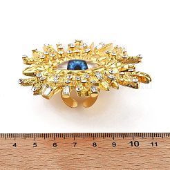 Alloy Rhinestone Open Cuff Rings&nbsp;RJEW-A057-03G