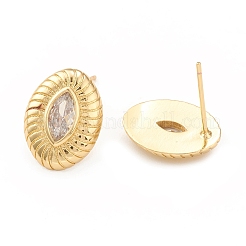 Clear Cubic Zirconia Horse Eye Stud Earrings&nbsp;EJEW-L231-72G