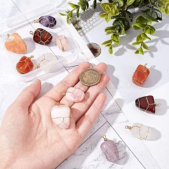 12Pcs Natural Gemstone Pendants&nbsp;FIND-FG0001-60