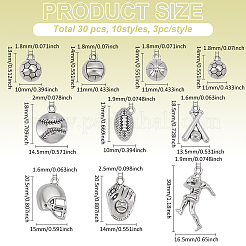 30Pcs 10 Styles Tibetan Style Alloy Pendants&nbsp;FIND-LP0001-60