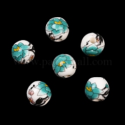 Floral Printed Porcelain Beads&nbsp;PORC-Q199-8mm-17