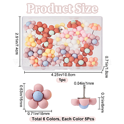 30Pcs 6 Colors Iron Push Pins&nbsp;AJEW-CP0005-74