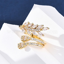 Brass Micro Pave Clear Cubic Zirconia Finger Rings for Women&nbsp;RJEW-U047-09G