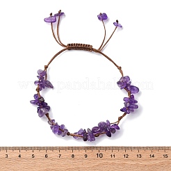 Adjustable Natural Amethyst Braided Bead Bracelets for Women&nbsp;BJEW-U035-02F