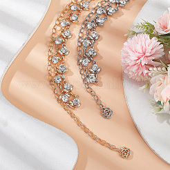 2Pcs 2 Colors Crystal Rhinestone Flower Link Chain Belts&nbsp;AJEW-CP0005-69