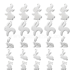Non-Tarnish 30Pcs 5 Style 201 Stainless Steel Bunny Pendants&nbsp;STAS-LS0001-76P