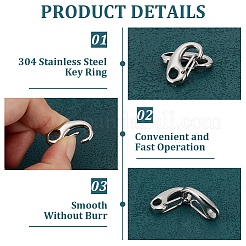 304 Stainless Steel Key Ring Connection Clasps Belt Clip for Keys&nbsp;STAS-PH0002-24P