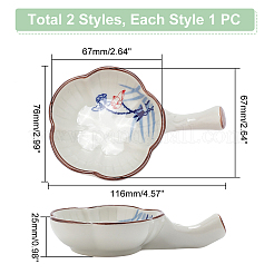 2Pcs 2 Styles Ceramics Ink Plate with Handle&nbsp;DIY-PH0010-99A