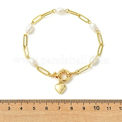 Brass Heart Charm Paperclip Chain Bracelets for Women&nbsp;BJEW-JB14259