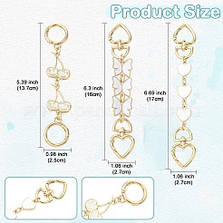 2Pcs 2 Styles Alloy Enamel Heart Butterfly Link Chain Bag Extender Chains&nbsp;FIND-YW0008-10A