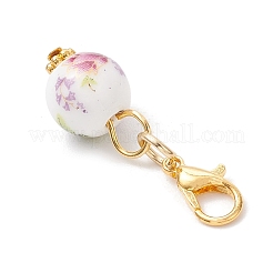10Pcs Round Handmade Flower Printed Porcelain Ceramic Pendant Decoration&nbsp;HJEW-JM03828