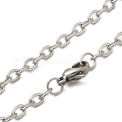 202 Stainless Steel Textured Cable Chain Necklaces&nbsp;STAS-A100-12P
